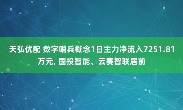 天弘优配 数字哨兵概念1日主力净流入7251.81万元, 国投智能、云赛智联居前